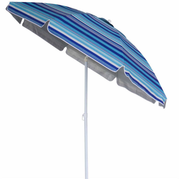 Sombrilla de playa para exteriores con rayas azules de 6,5 pies