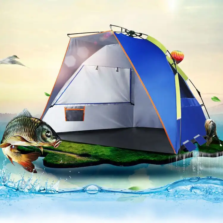 Refugio solar para acampar con ancla de arena Refugio solar para acampar con ancla de arena