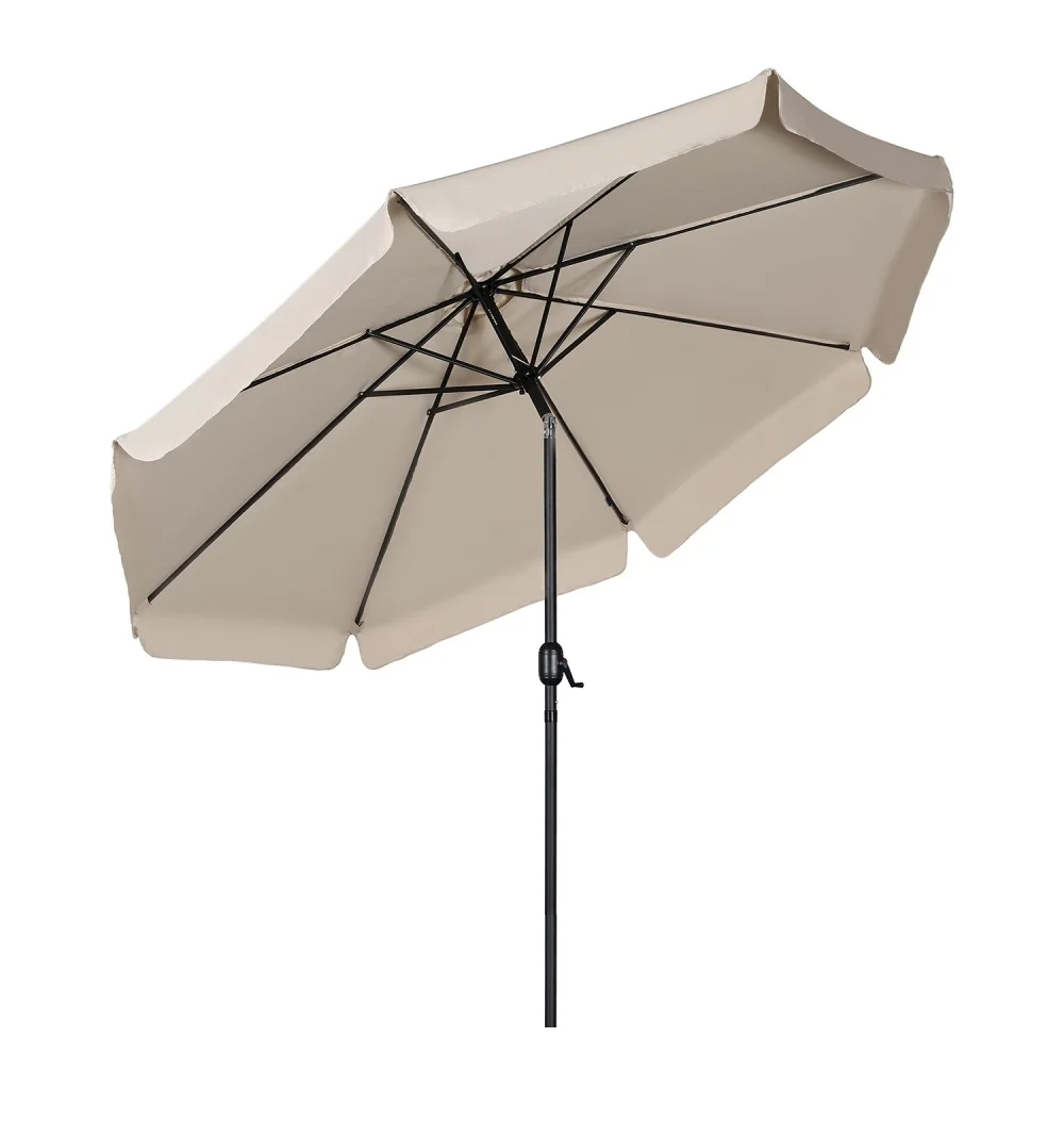 Sombrilla de jardín con dosel beige de 8 paneles de 300 cm de diámetro