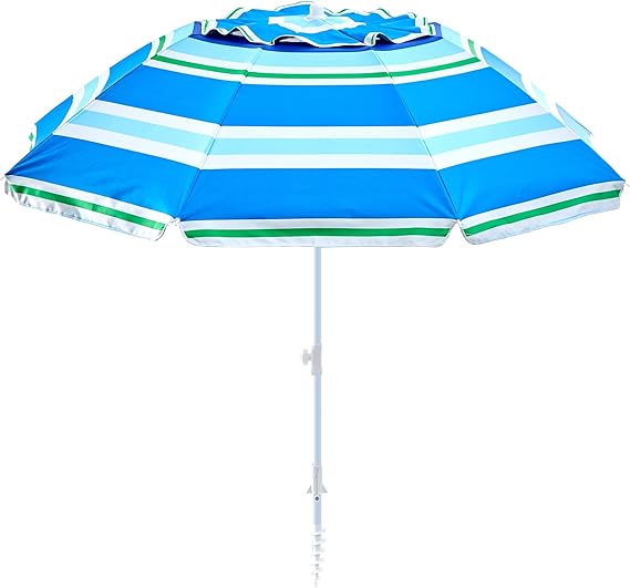Sombrilla de playa ajustable a rayas UPF50+